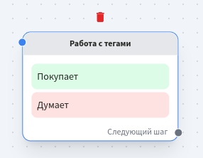 Добавляем тег Покупает и удаляем тег Думает